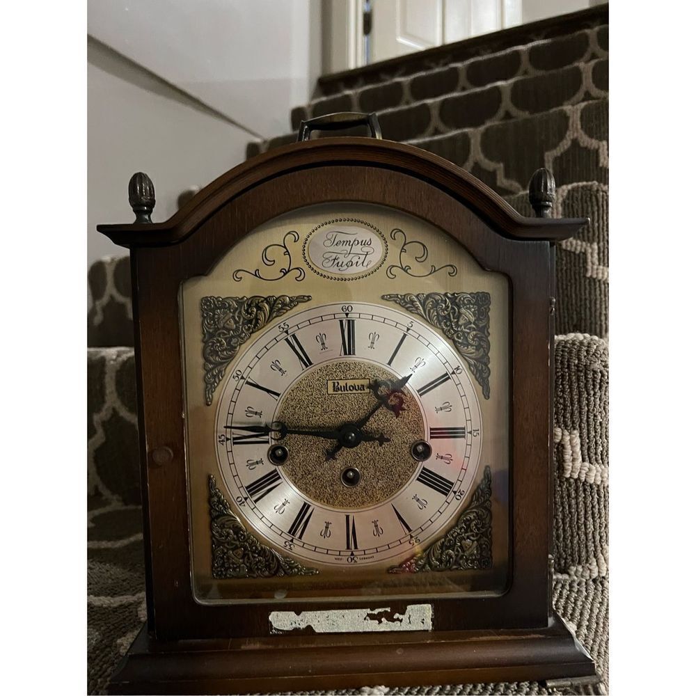 Vintage Bulova Tempus Fugit Mantel Clock Westminster